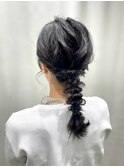 編み下ろし/結婚式お呼ばれヘア/参列ヘア/二次会ヘア/ミディアム