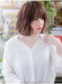 斜めバング大人かわいいくせ毛風ボブc5戸田公園20代30代40代