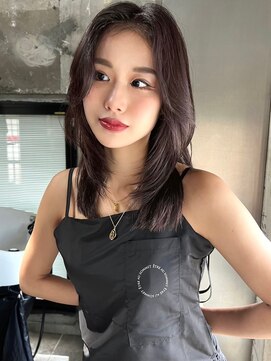 サイン 表参道(SIGN) 韓国ヘアーハッシュカットレイヤーカットグレージュブリーチ無し