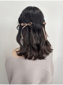ハーフツイン リボン アレンジ　r