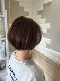 20代30代大人小顔ボブ丸みショートボブオリーブブラウン
