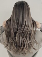 ネックス 表参道本店(nex) デザインカラーレイヤーカットウェットヘアオリーブベージュ白髪