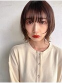 大人可愛い20代30代40代ステップレイヤーショート×ラテベージュ