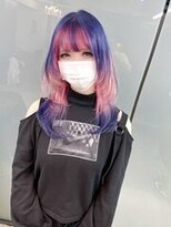ディア(.eer) 推しカラー☆派手髪デザイン♪ミディアムロングウルフ/心斎橋