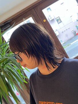 ダブル(W) ウルフカット×透明感オリーブカラー