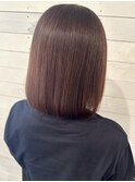 髪質改善ストレート/シンプルな肩上ボブ/内巻きボブ/白髪ぼかし