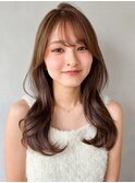 外ハネボブ前髪チェリーブラウンモテ髪小顔カットミニウルフ