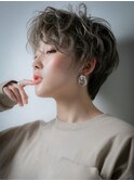 外国人風透け感ハイライト束感ショートウルフw戸頭20代30代40代