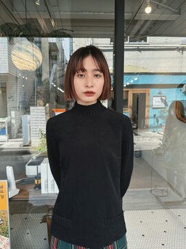 ヒュージ 三軒茶屋(huge) 透明感カラー×ミニボブ__ニュアンスカラー透明感Aラインボブ