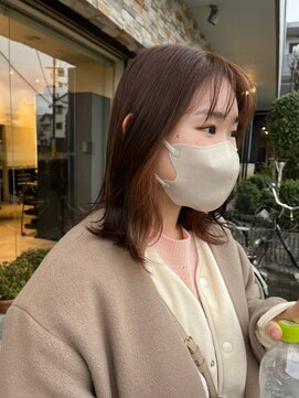 ヴォーチェ フォーヘアー(VOCE for hair) イヤリングカラーマロンブラウンインナーカラー透け感バング