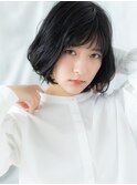 髪質改善ウェットアッシュブラックミニボブk古河20代30代40代