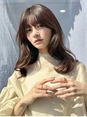 韓国ヘアピンクベージュ顔周り前髪カット