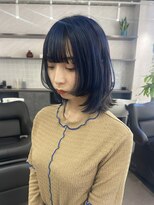 トーン(tone)&nbsp;ネイビーカラー×顔周りウルフレイヤー