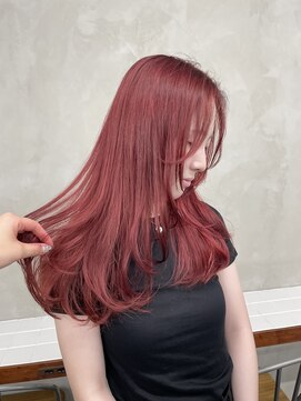 ニコ トウキョウ 渋谷(nico TOKYO) ダブルカラーチェリーレッドピンクブラウン韓国レイヤーロング