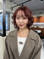 ニコ トウキョウ 渋谷(nico TOKYO)&nbsp;ダブルカラーチェリーレッドピンクブラウン韓国レイヤーロング