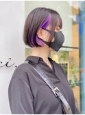 【志治幸佳】インナーカラービビットムラサキ/ミニボブ