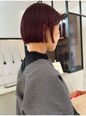 ミニボブ　トレンド　ボルドーカラー