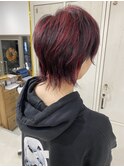 外ハネレイヤーハイライトカラーレッド