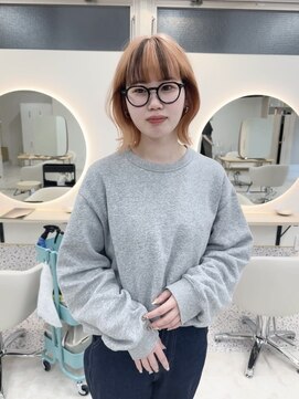 イェッカ パビル(YECCA pabil) コーラルオレンジ×バングカラー(ブリーチ1回以上)