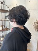 レディースパーマ30代40代小顔くびれショートボブ暗髪透明感