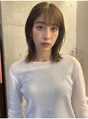 ミディアムレイヤーカット/アッシュブラウン/オリーブブラウン