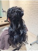 ロング◎ふわふわハーフアップヘアアレンジで華やか編み込み