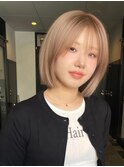 ブリーチ ボブ ダブルカラー ミルクティーベージュ 10代20代