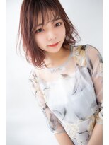 ヘアーズ ベリー 香椎店(hairs BERRY)&nbsp;BERRY/斜めバング/デザインカラー/ミディアム/美髪/夏