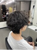 爽やか無造作波巻きパーマ メンズマッシュウルフ