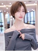 大人ガーリーショートボブ/似合わせカット/ダークアッシュ