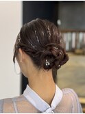 シニヨンスタイル／金箔アレンジ/ヘアセット/表参道ヘアセット