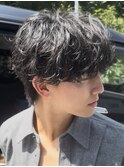 渋谷メンズパーマルーズパーマシャドウパーマッシュウルフゆるめ