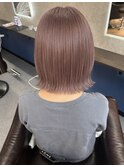 ハイトーン×ミルクティーピンク◎切りっぱなしボブモテかわいい