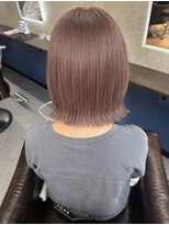 バイ ユア オウン フラワーズ コロン カバ 松本駅前(buy your own flowers : kava)&nbsp;ハイトーン×ミルクティーピンク◎切りっぱなしボブモテかわいい