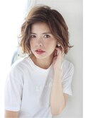 バレイヤージュ ラフウェーブボブ