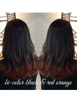 ヘアーメイク トレコローリ(hair make trecolori) 【trecolori】バイカラーブラックアンドレッドオレンジ