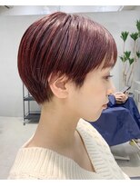 テトヘアー(teto hair) 赤髪 ハンサムショート シースルーバング ピンクヘアー ウェット