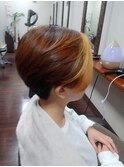 前髪ポイントブリーチ　っぱなし