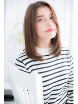 ミック ヘアアンドメイク アップ 駒込店(miq Hair&Make up)&nbsp;センターパートが大人かわいい☆ラベージュ艶カラーa1