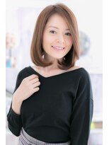 ミック ヘアアンドメイク アップ 駒込店(miq Hair&Make up)&nbsp;アシンメトリーかきあげバング小顔ワンカールストレートc1