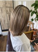 イメチェンダブルカラーミルクティー_切りっぱなしボブ_208