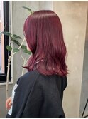 レッドカラー　ピンクバイオレット　ピンクパープル　赤髪