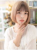 金髪ハイトーンカラー韓国風切りっぱなしボブc6志木10代20代30代