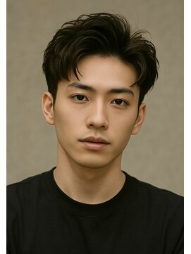 にもう ブルーブラック 韓国マッシュ フェザーパーマ　ST