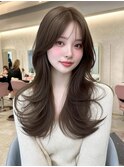 ナチュラルレイヤートレンドカラー韓国風シースルーバング
