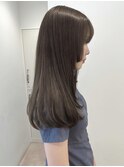 チャコールグレーオリーブグレージュロング姫カット透明感カラー