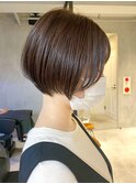 調布白髪染めレイヤーボブショートヘアベージュアッシュブラウン
