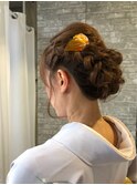 和装 訪問着着物振り袖 シニヨン編込みヘアアレンジ20代30代40代