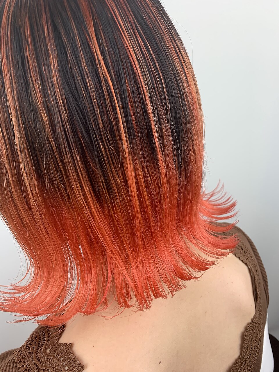 ボブ × バレイヤージュ × ブラッドオレンジ：L083751427｜ヘアメイク Y