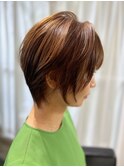 白髪ぼかしパープルブラックミントアッシュ×小顔ショートボブ